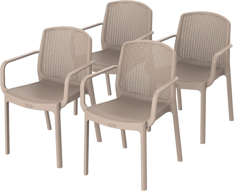 Cosmoplast Set of 4 Cedarattan Armchair, Warm Taupe - Image 1